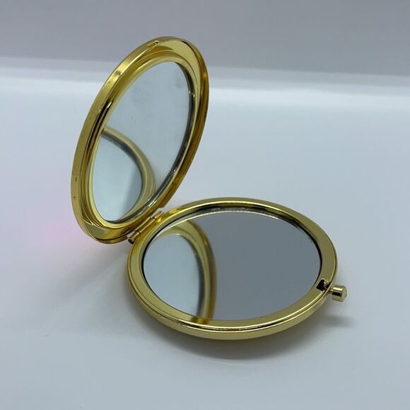 Pink Rhinestone Gold Double Sided Compact Mirror - Picture 5 of 6